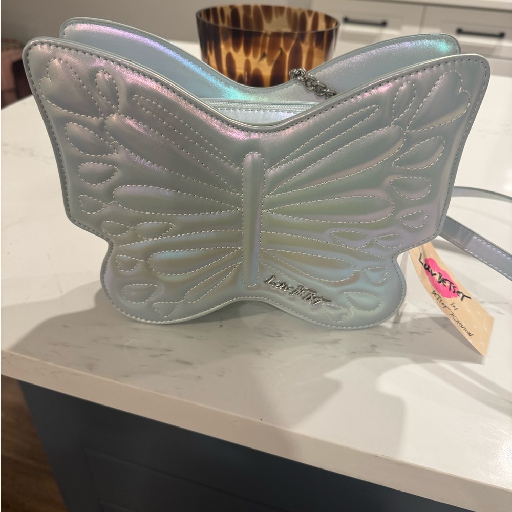 Betsey Johnson Iridescent White Butterfly Crossbody Bag